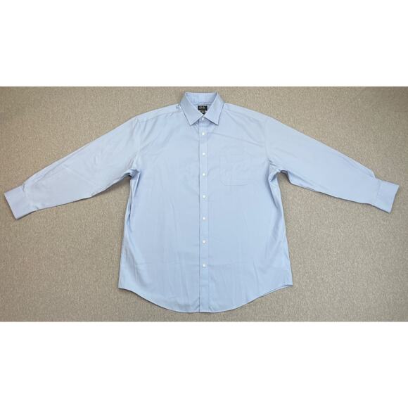 Jos A Bank Shirt Men 16.5-33 Blue 100% Cotton Traditional Fit Traveler Button Up - Picture 2 of 6